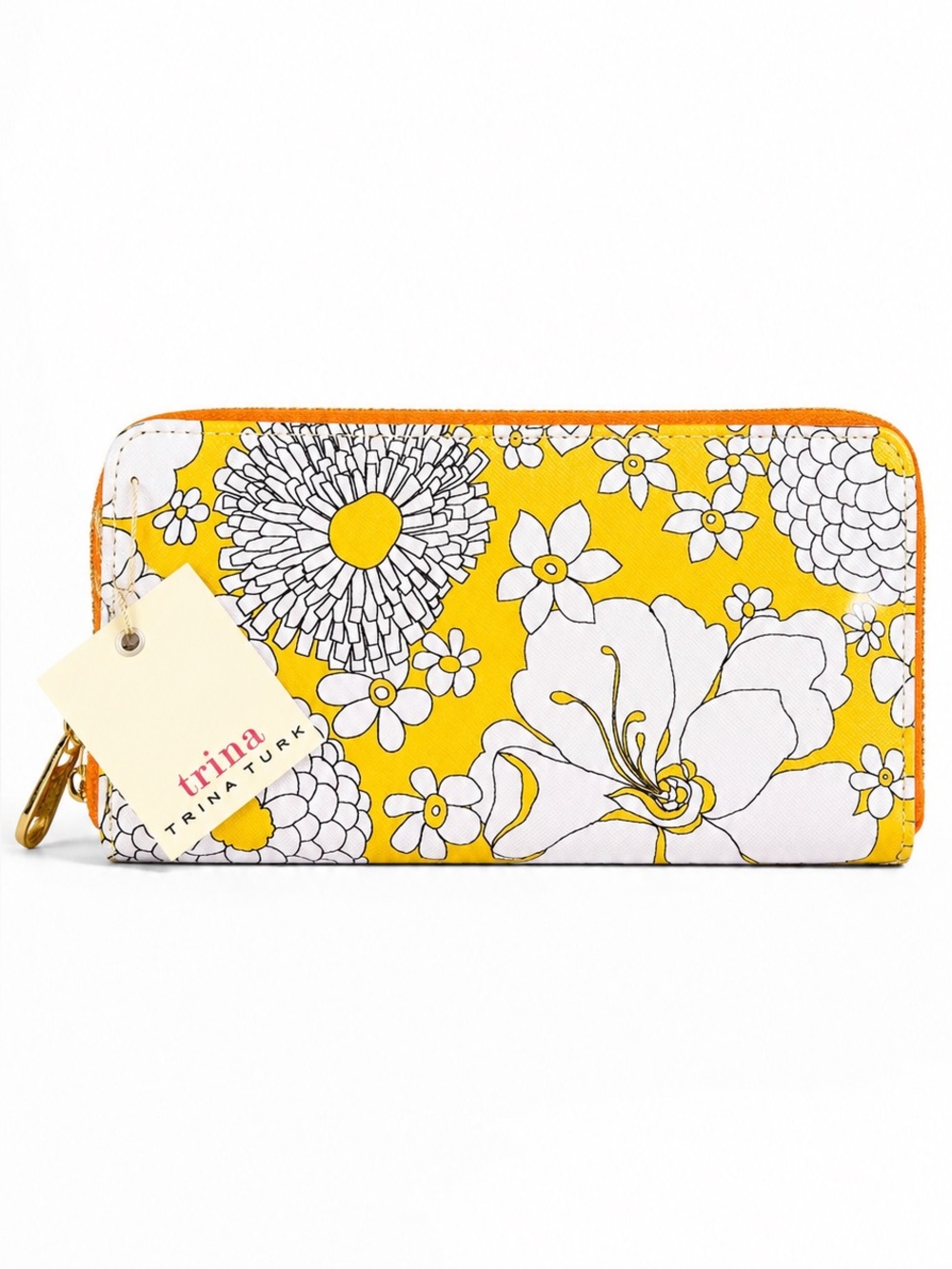 Trina Turk Yellow Floral Long Zip-Around Wallet NWT MSRP $48